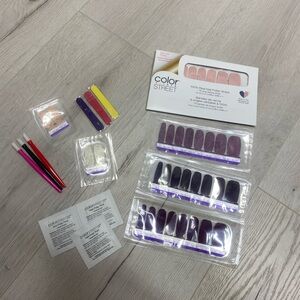 Color Street Nail Polish Strips - Purple, Gold, Pink